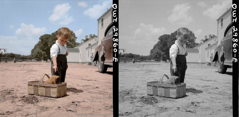 color to old black and white photographs