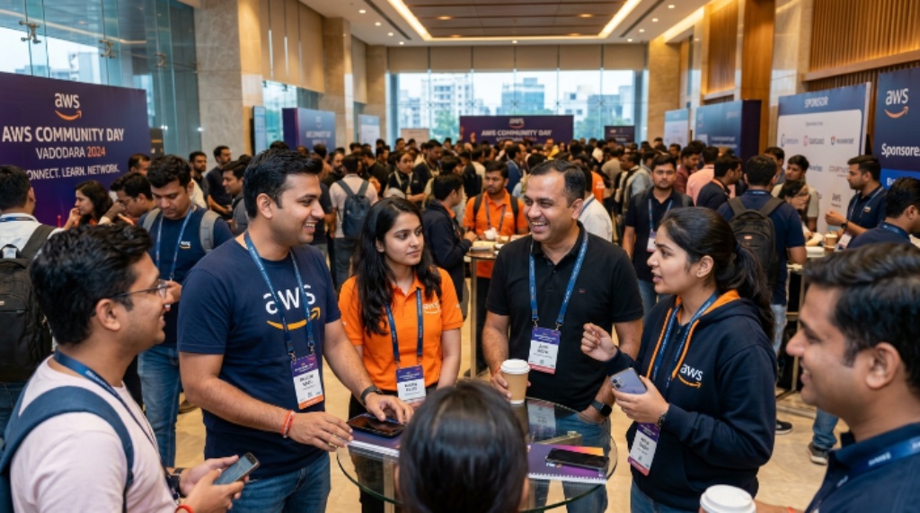 Cloud professionals networking at AWS Community Day Vadodara conference