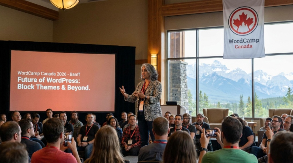 Speaker presenting a session at WordCamp Canada 2026